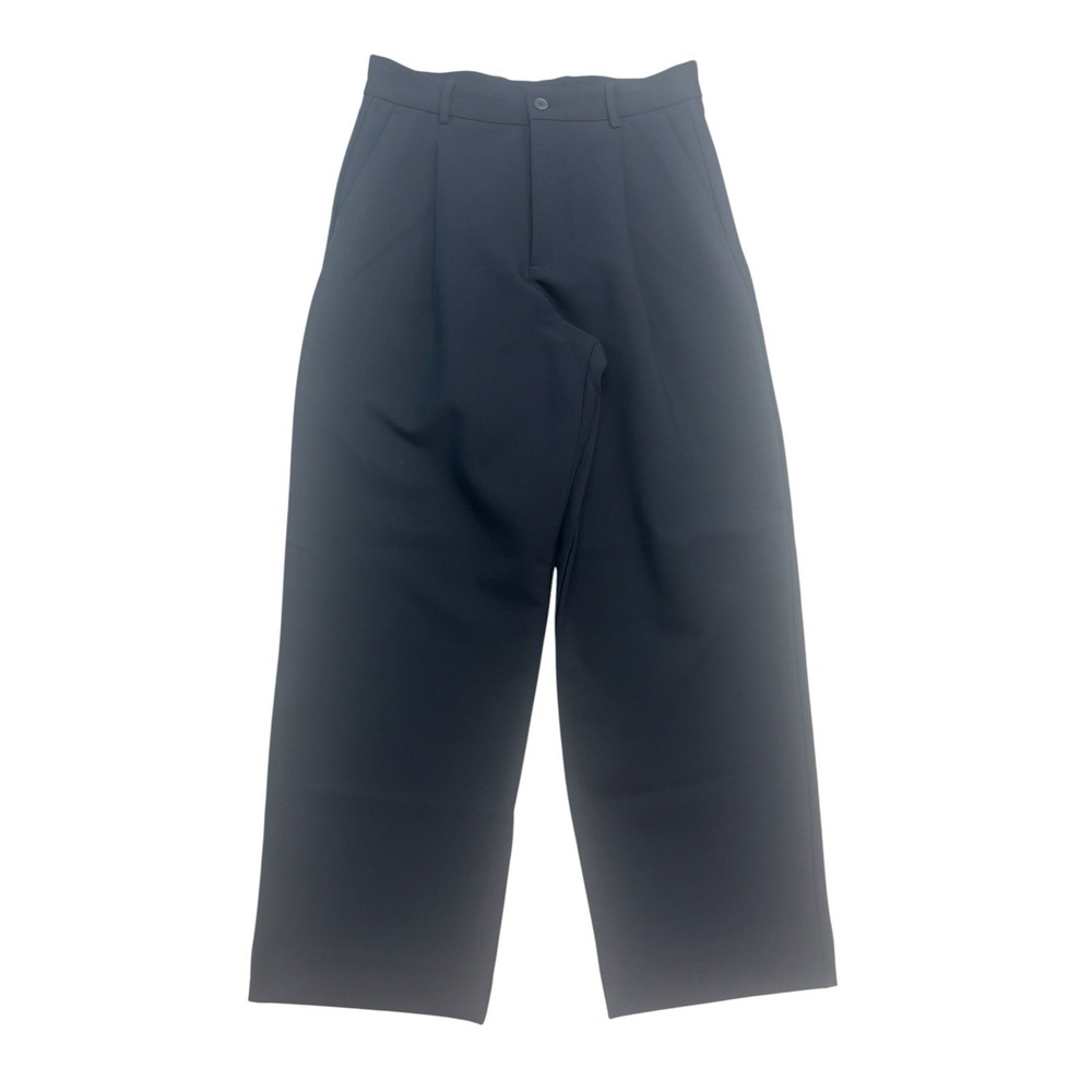 Zara Mens Navy‎ Blue 30x30 Relaxed Fit Pleated Pants Trousers Wide Leg High Rise